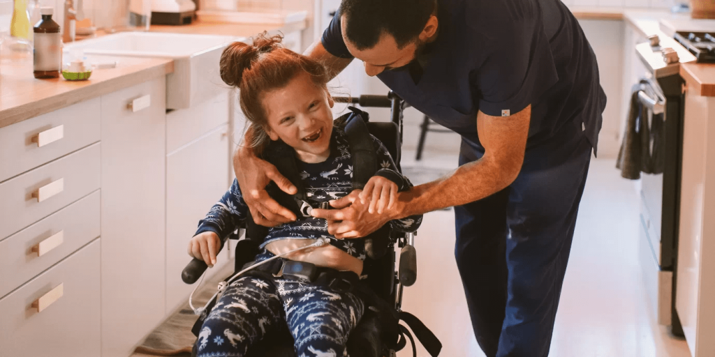 father and a child with disability