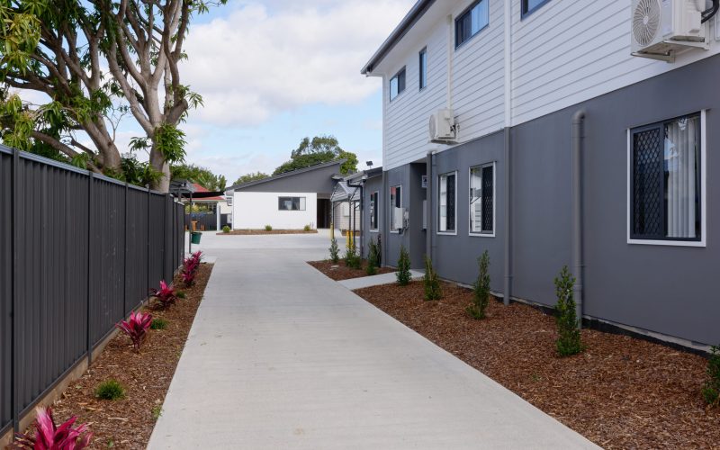 Pathway between units at Mi Casa Su Casa, Silkstone